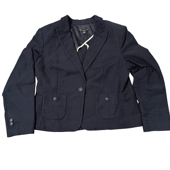 Brooks Brothers Jackets & Blazers - Brooks Brothers Petite Blazer Navy Blue Textured One Button Career Women 14P